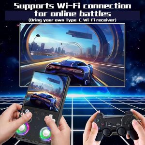 R36Ultras Retro Handheld Game Console With Open Source Linux System,4.0-Inch IPS Screen,64GB TF Card Contains 15,000+ Games, WIFI-Enabled Retro Games Console Handheld Emulator Console-Black