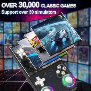 R36Ultras Retro Handheld Game Console With Open Source Linux System,4.0-Inch IPS Screen,64GB TF Card Contains 15,000+ Games, WIFI-Enabled Retro Games Console Handheld Emulator Console-Black