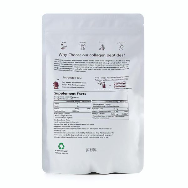Micro Ingredients Multi Collagen Peptides Powder - Hydrolyzed Protein Peptides (Type I,II,III,V,X) with Hyaluronic Acid, Biotin & Vitamin C Unflavored - Image 4